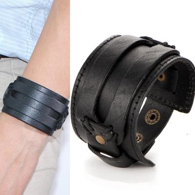 Hohles doppelt breites Lederarmband für Damen und Herren, geflochtener Vintage-Armreif, Punk-Schmuck, Party-Geschenk