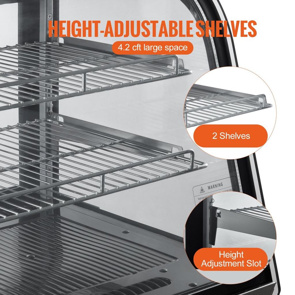 Refrigerated Display Case Bakery Display Fridge Case 4.2 Cu ft/115L 2-Tier