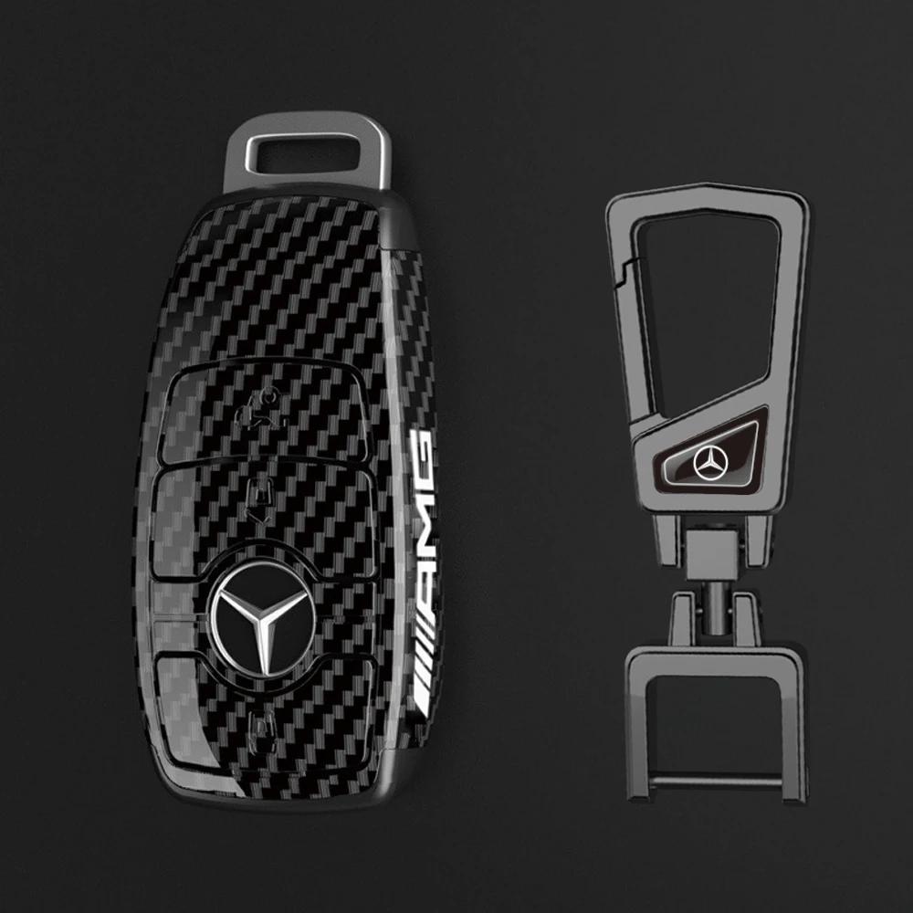 ABS Carbon Fiber Car Key Rings For Mercedes Benz AMG A B C E S Class GLC CLA W177 W204 W205 W212 W176 Car Key Case Cover