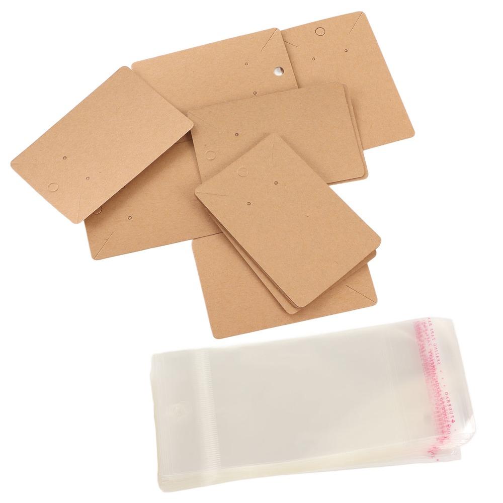 100pcs Kraft Paper Earring Display Cards Hanging Holes Necklace Display Card  Jewelry Display