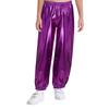 Jungen Mädchen Metallic Tanzhose Elastischer Bund Glänzende Hose Jazz Dance Cheerleading Bühnenperformance Unterteile