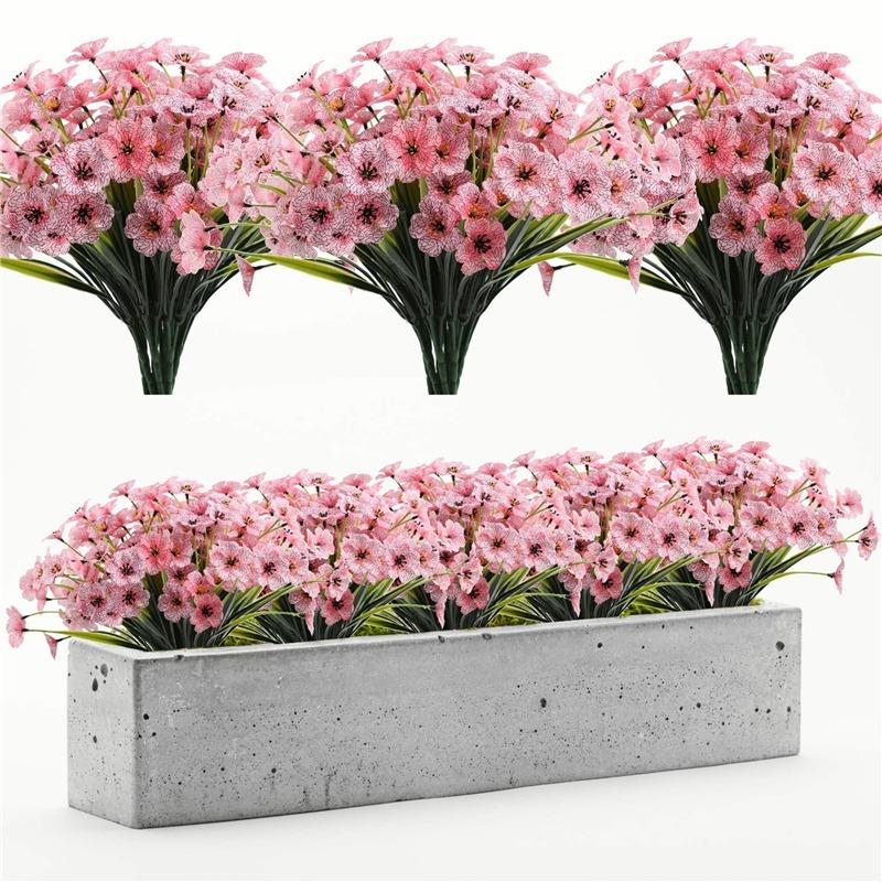 1/3 Bundle Outdoor Artificial Flowers No Fade Fake Violet Flowers for Home Outdoor Garden Patio Window Wedding Decoration