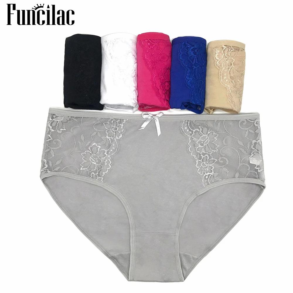 Women's Cotton Briefs Sexy Print Ladies Panties Big Size Mid-rise Women Underwear Cotton Crotch 2XL 3XL 4XL 6 Pcs/set