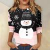Christmas Limited Edition Women's 3D Snowflake and Snowman Print Round Neck Long Sleeve Hoodies Fashion Casual Long Sleeve Top