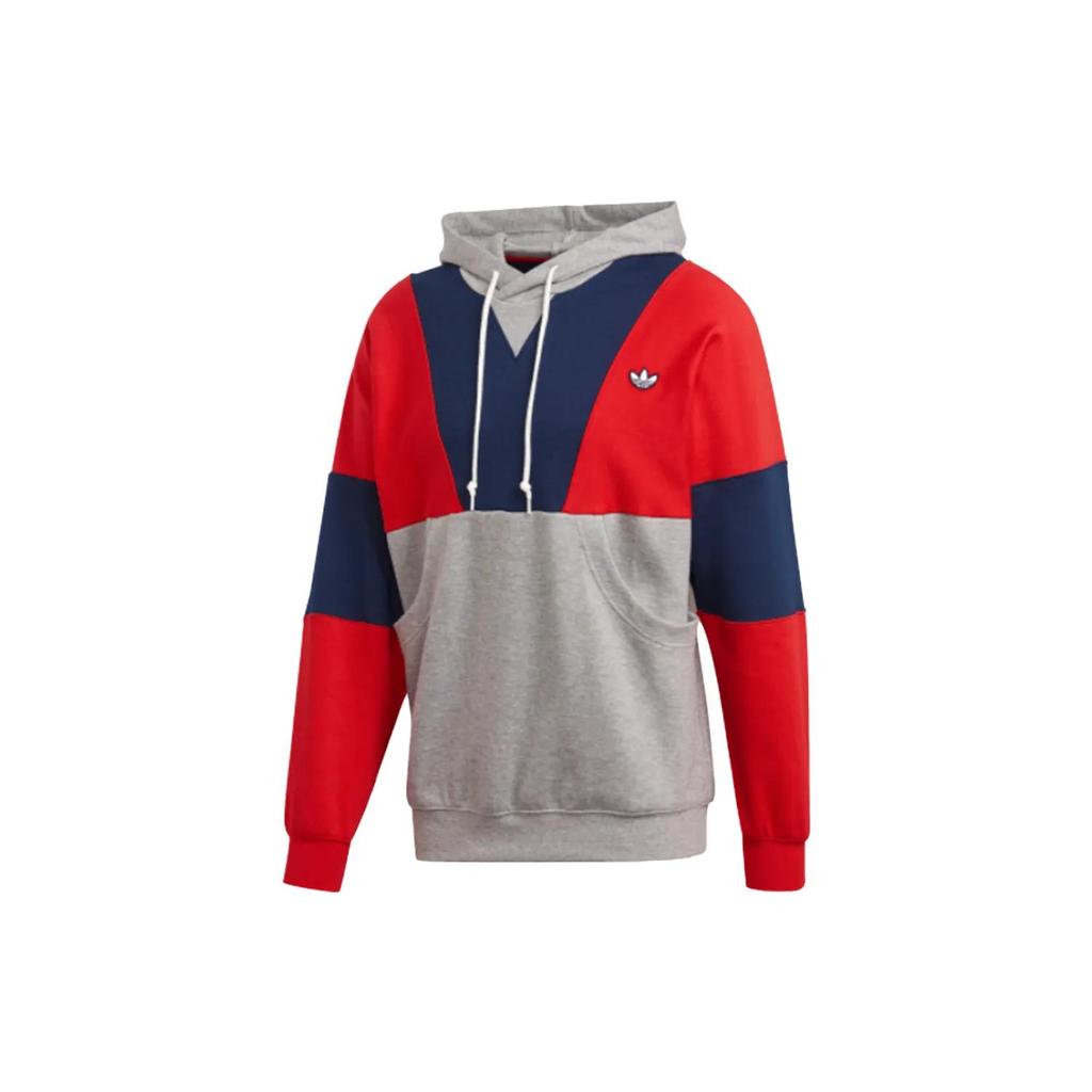 Adidas Originals Hoody Colorblock Sweatshirts Men's Gray Red Blue Hooded Moderate Regular (Unisex) Sweatshirts FM2207