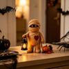 Unique Halloween Party Favors Wooden Figurine with Lantern, Pumpkin Scarecrow Skeleton Mummy Ghost Witch Atmospheric Window Displays Statue,