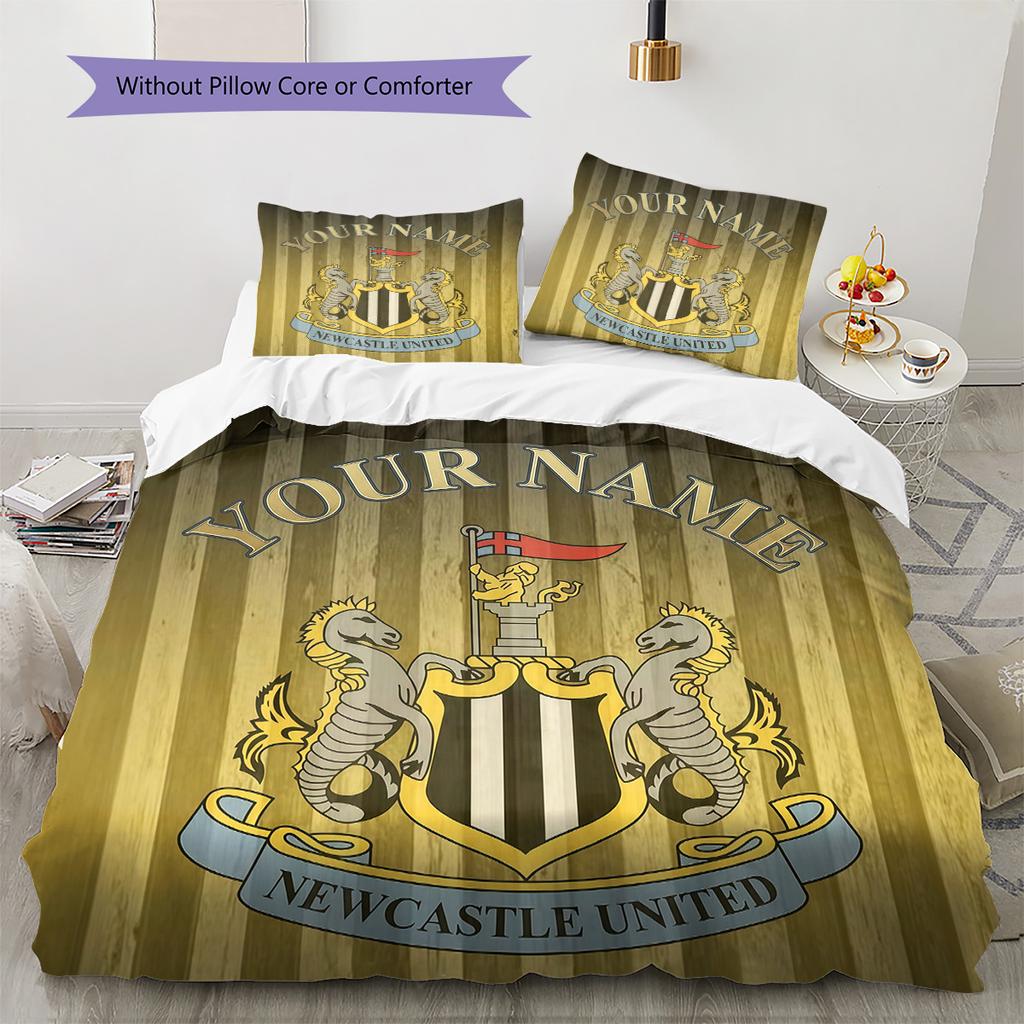 Custom Name Newcastle United Pattern Bedding Quilt Set  Home Decoration  Gift (1 * duvet cover + 2 * pillowcase  without core)