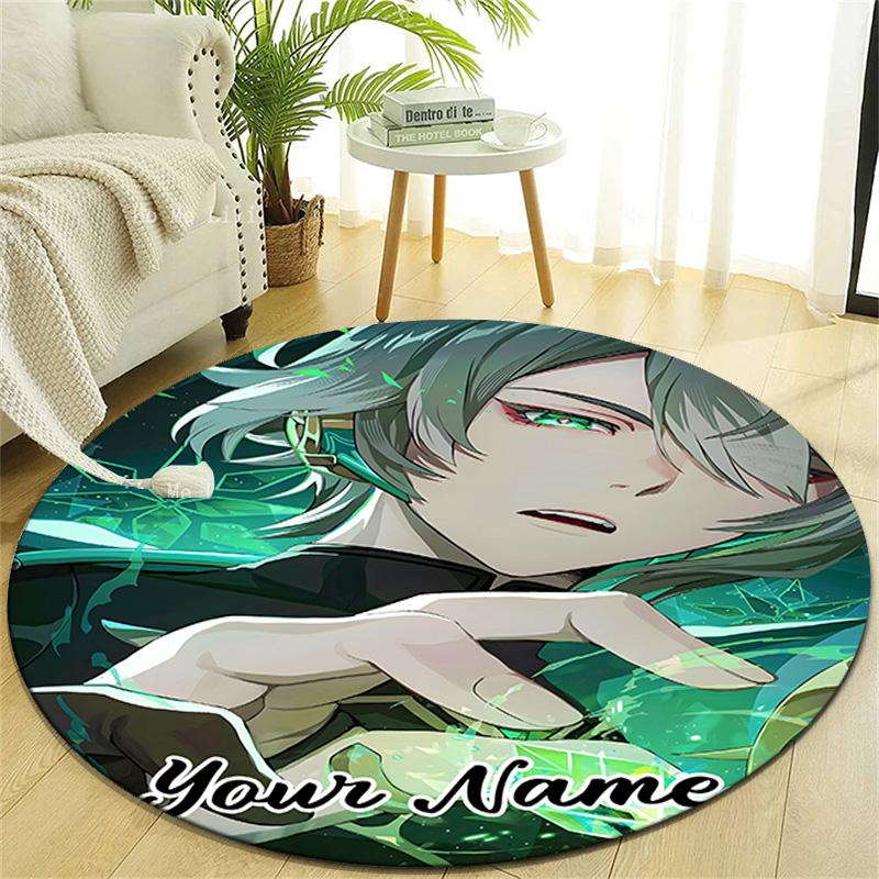 Personalized Genshin Impact Round Chair Office Rug - Perfect for Mat, Office Chair & More - Ideal Gift for Birthdays and Holidays