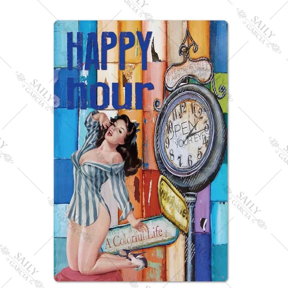 Vintage Surfing Girls Metal Sign Posters for Home Decor Fashion Art Wall Mural Bar Pub Sign Decor Metal Plate