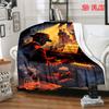 Retro Jazz Piano Player Flannel Blanket, Nightclub Music Silhouette Design Cozy Throw