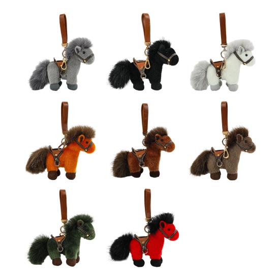 Year of The Horse Plush Keychain Soft Mini Pony with Saddle Cute Bag Charm Car Decoration Gift for 2026 Lunar New Year & Animal Lovers