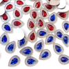 50pcs deep blue/scarlet 13*18mm teardrop-shaped resin rhinestones with flat backs, suitable for jewelry crafting DIY decorations