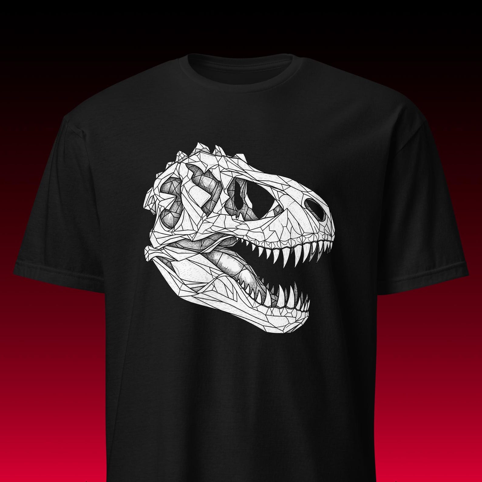 Geometric T-Rex Skull | Low Poly Dinosaur | Paleontology & Museum Tee L