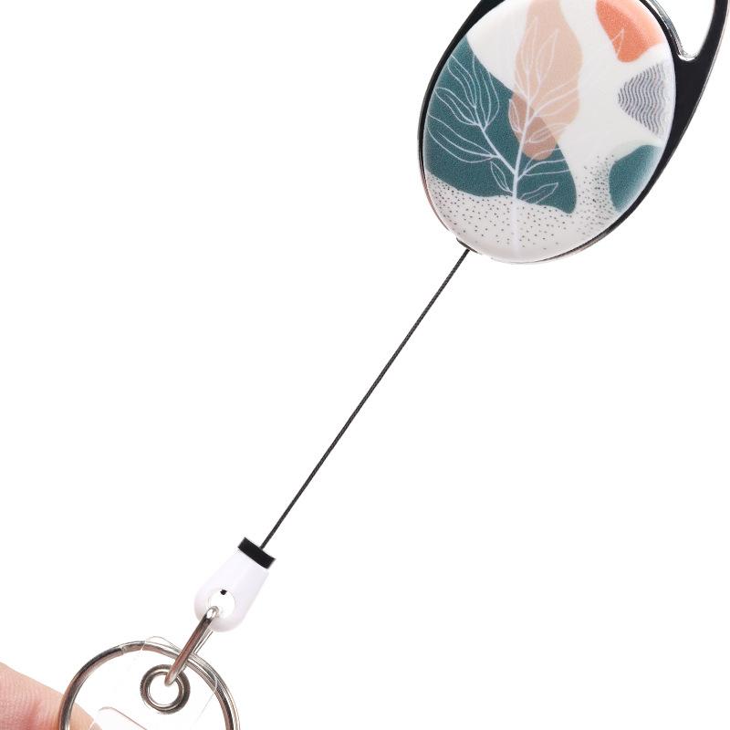 1pc Zinc Alloy Oval Matte Retractable Pull Badge Reel Heavy Duty ID Card Reel Key Ring Outdoor Keychain Clip
