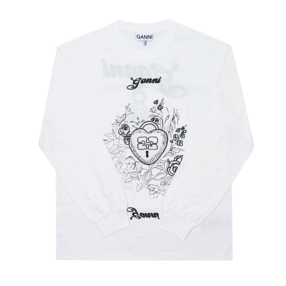 Ganni Graphic Logo Recut Heavy Women S Long Sleeve Tee T4139