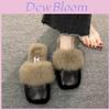 Pack Head Winter Fur Slippers For Women With Nonslip Pu Sole Comfortable Indoor Outdoor Shoes