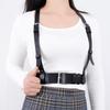 Black Leather Body Harness Belt - Adjustable Punk Waist and Shoulder Straps for Women, Sexy Fashion Accessory
