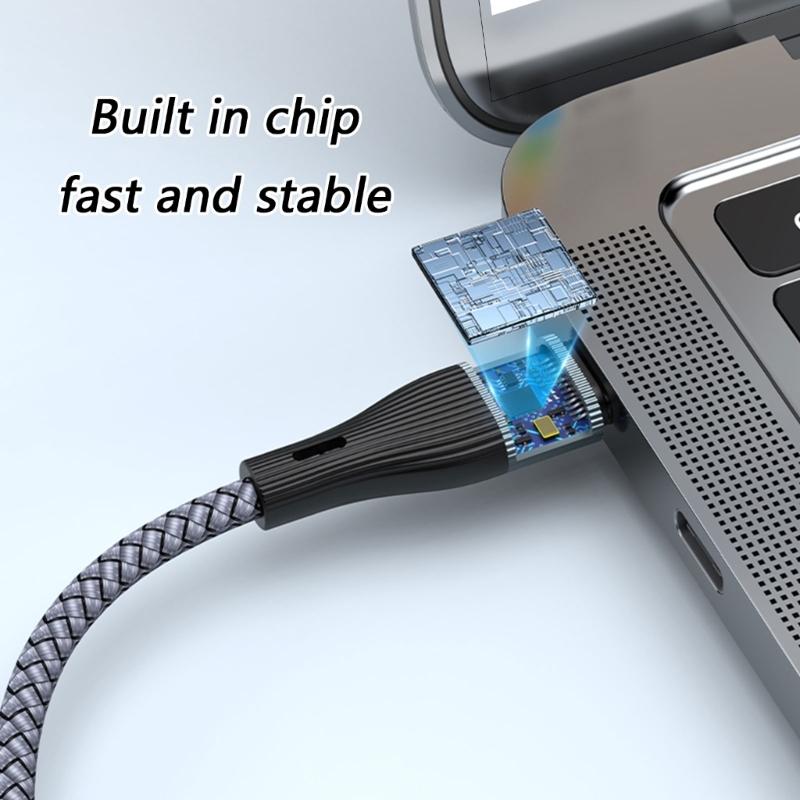100W Type C Cable Nylon Braid Cord 1 To 2 Splitter Cord Simultaneous Charging Line For 2 Devices Flexible