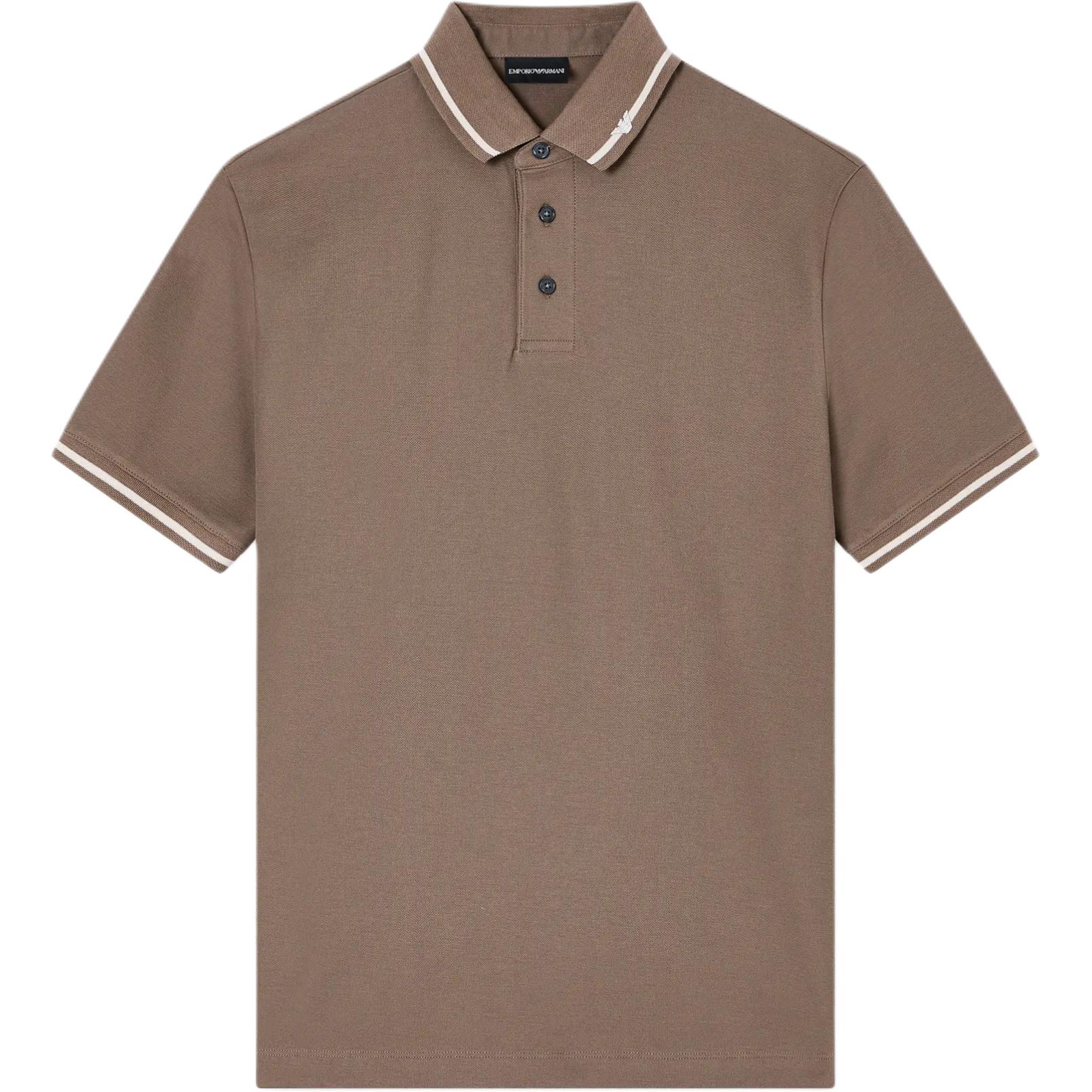 Emporio Armani Cotton Short Sleeve Polo Shirt Men tops Walnut EM003003-AF10497-U6189 S