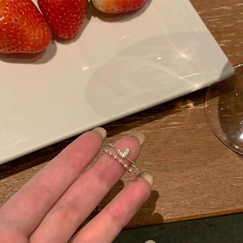 European and American Ins Style Open Ring Women's High-end Pearl Index Finger Ring Niche Design Hand Jewelry Wholesale