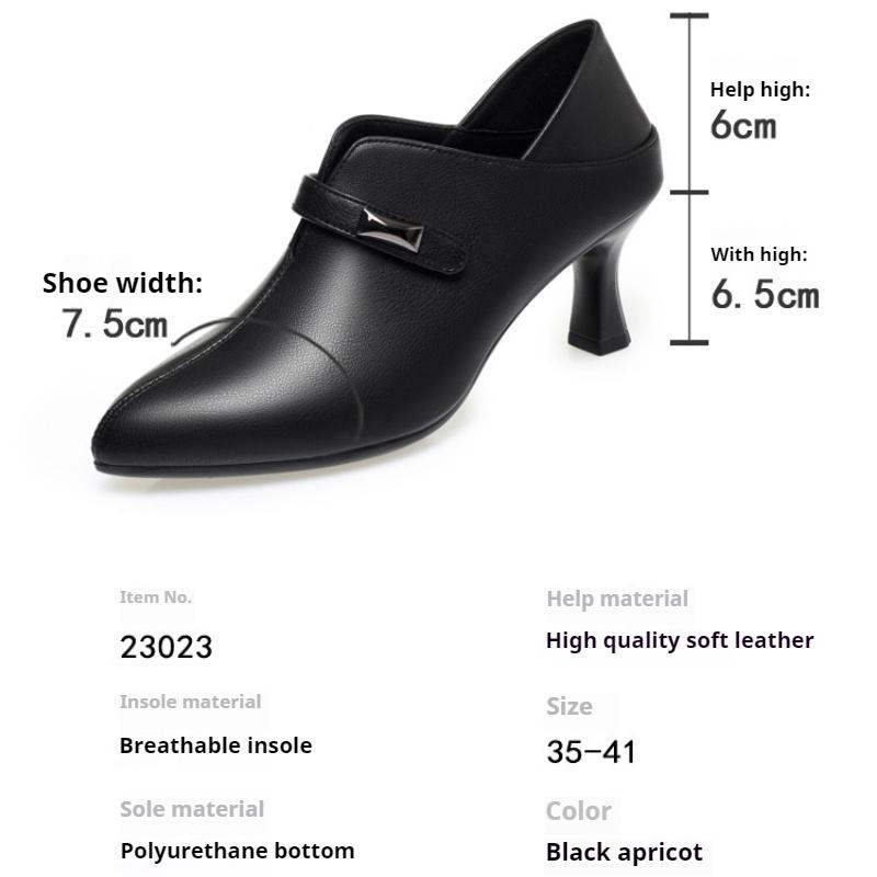 Scarpe da Donna in Pelle Morbida Comode Tacco Basso Bocca Bassa alla Moda Stiletto Bocca Profonda Autunno Primavera