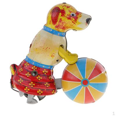 Hund schiebt runden Ball Blechspielzeug Sammler Uhrwerk Spielzeug Kinder Geschenke