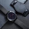 BUREI Men's Analog Quartz Watch, Waterproof, Simple Design, Chronograph, Black Leather Strap, Made In Japan, Battery-Operated, Gift