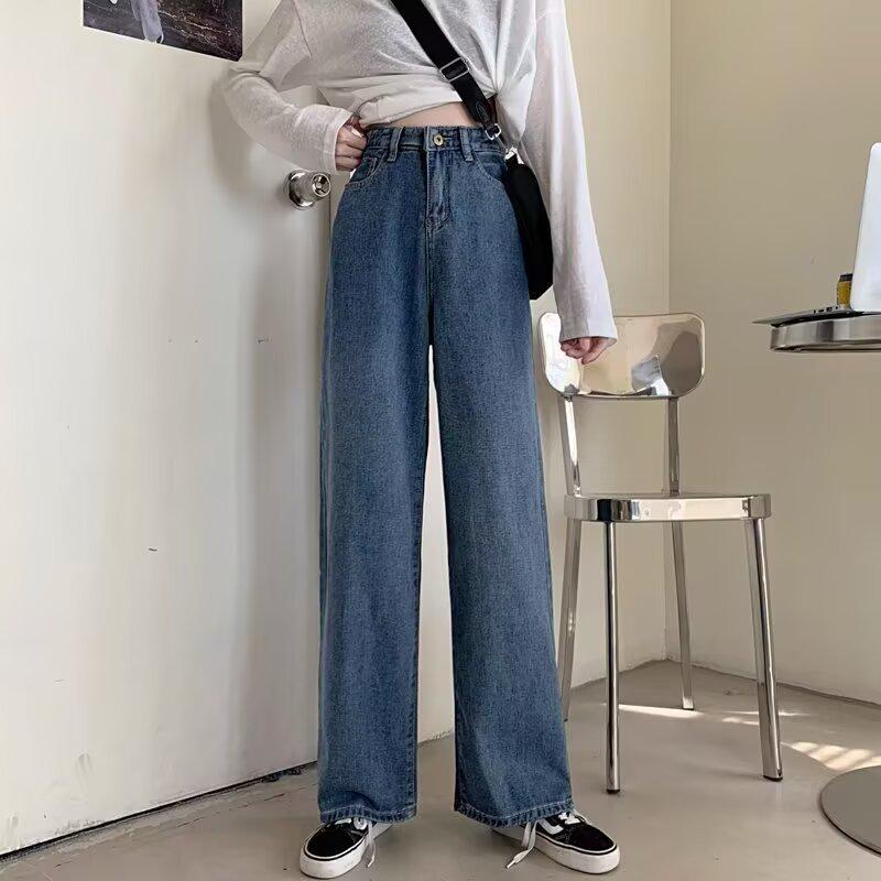 

Женские ретро джинсы прямого кроя с драпировкой и высокой посадкой 2025 Extra Large синий