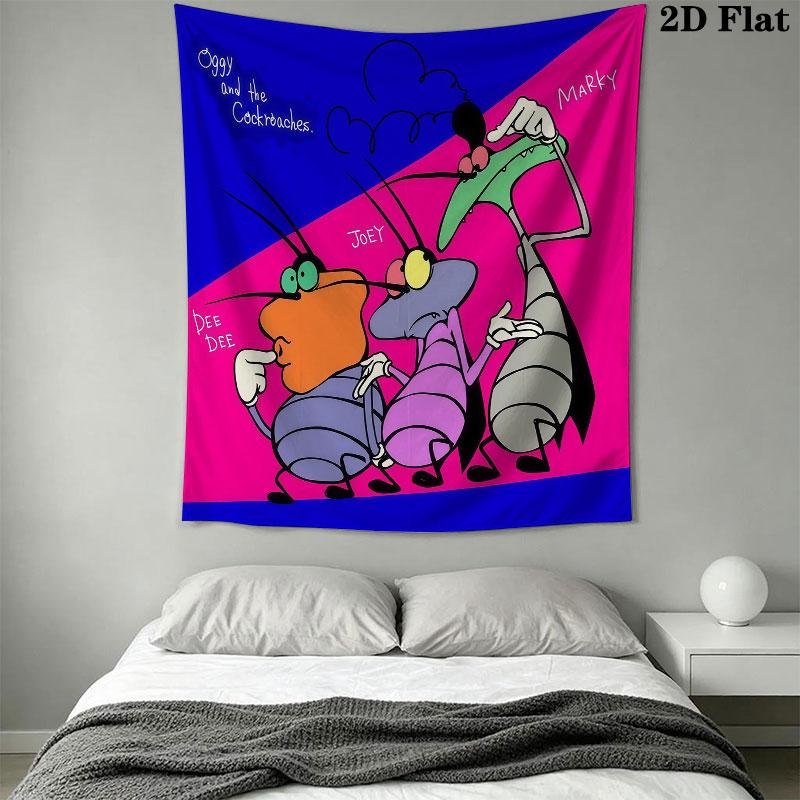Oggy Wall Tapestry Aesthetic Wall Hanging Printed Fabric Blanket Decorative Tapestries for Bedroom Living Room Home Decor
