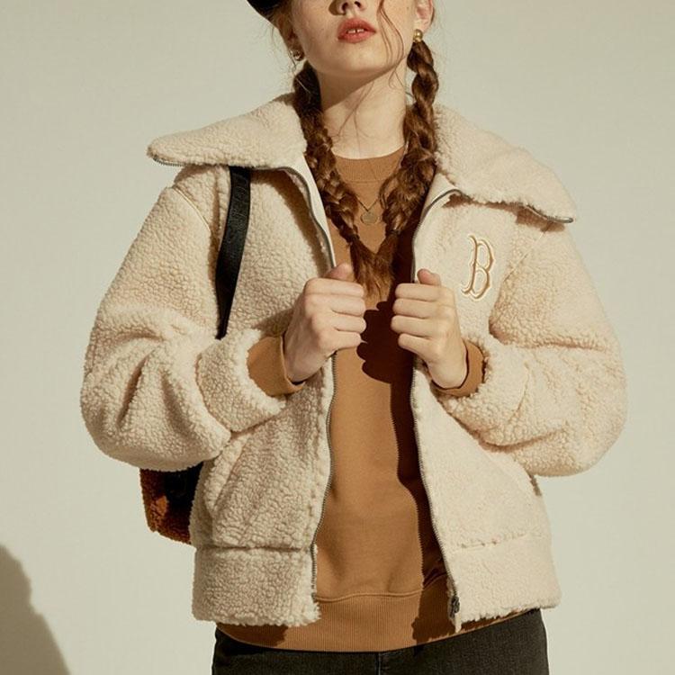 New MLB Velvet Jackets Unisex Beige 31JPF3061-43B