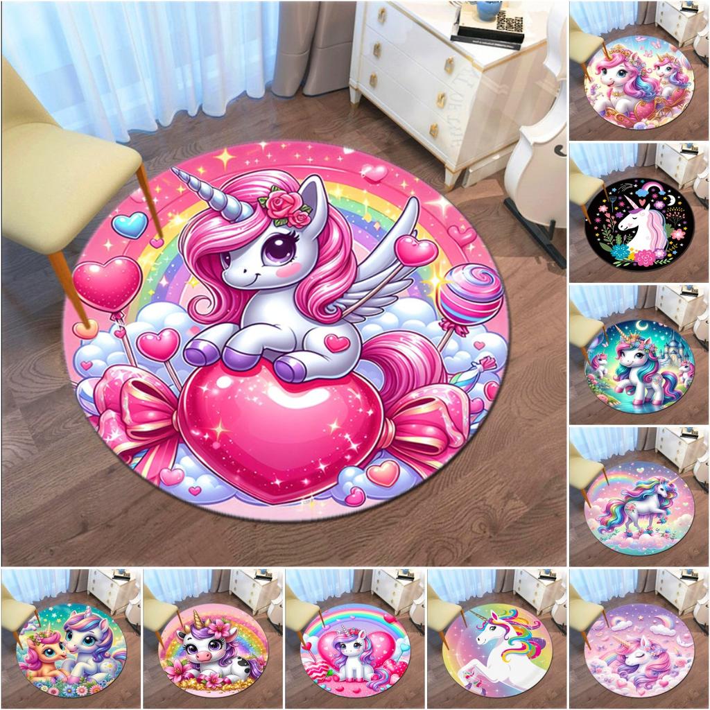 1PC cute cartoon unicorn Pattern printed Carpet Rug for Living Room Bedroom Home Sofa Decoration,Non-slip Floor Mat Floor mat