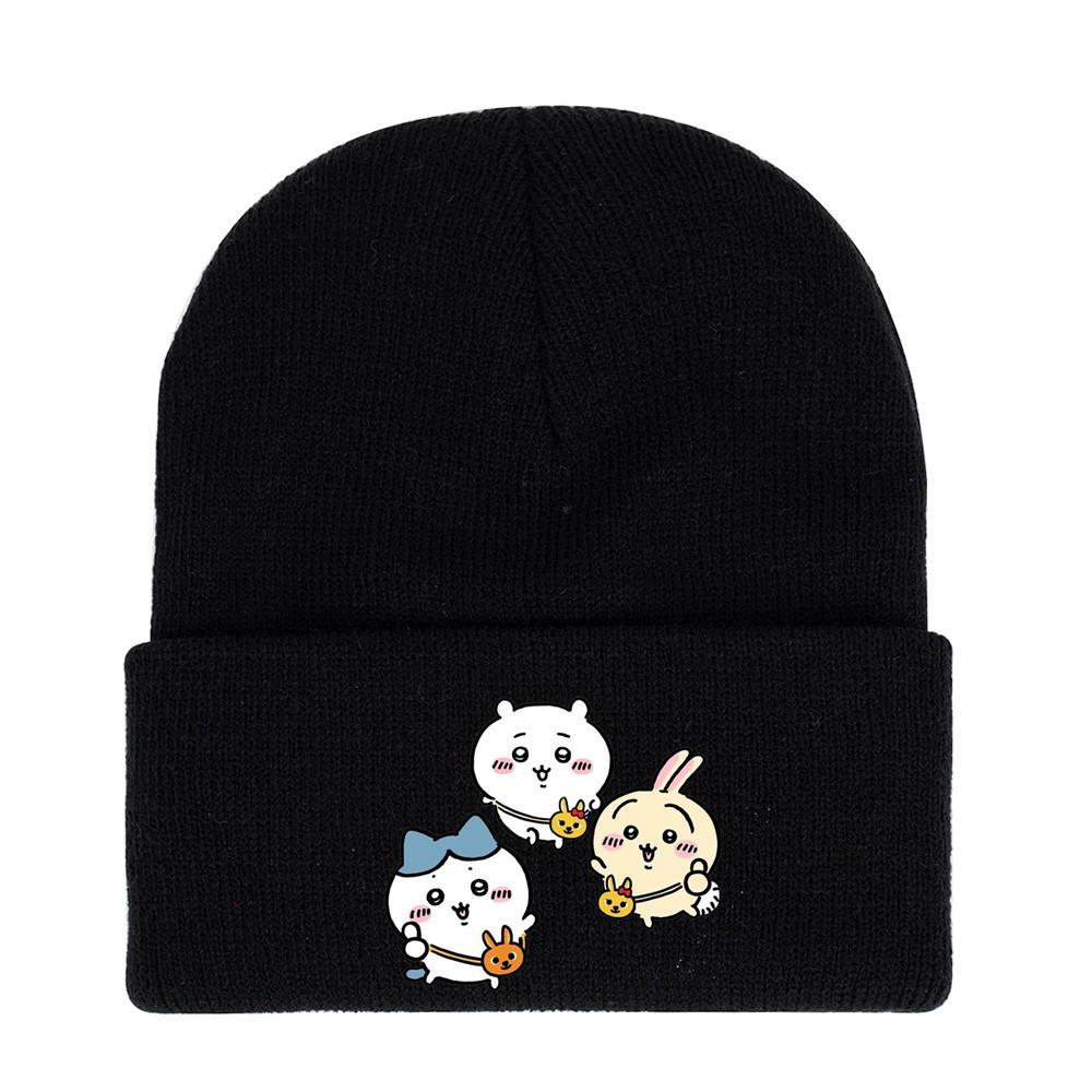Usagi Chiikawa Round Top Dopamine Print Knit Hat For Animation Enthusiasts