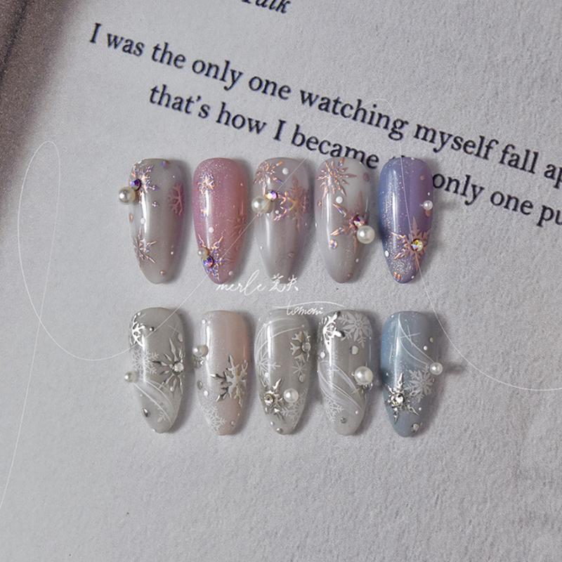 Zimowy płatek śniegu świąteczna naklejka na paznokcie 5D błyszcząca wytłaczana reliefowa samoprzylepna ozdoba do paznokci naklejka do dekoracji paznokci