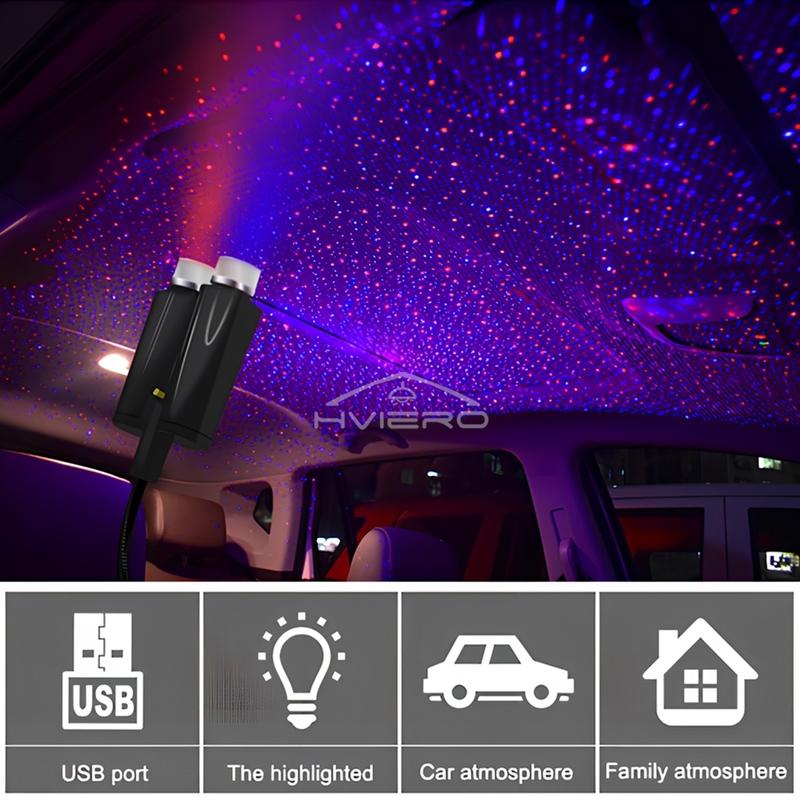 Car Roof Star Lights Interior Mini LED Starry Atmosphere Sky USB Projector Auto Lamp Decoration Night Galaxy Laser Home Led