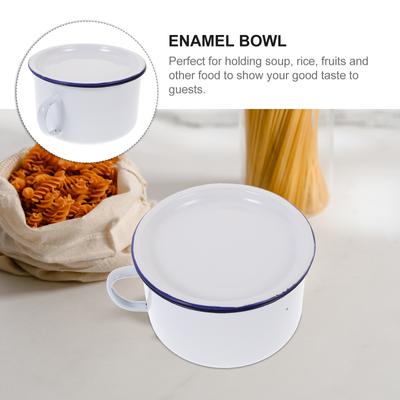 Salad Serving Utensils Enamel Instant Noodle Bowl Ramen Bowls Retro Enameled Casserole Student