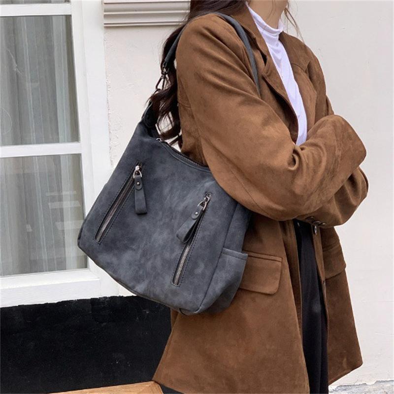 Designer Suede Leather Female Side Bags Retro Shoulder Bag for Women Handbag Casual Ladies Large Capacity Tote Bag Sac KTY
