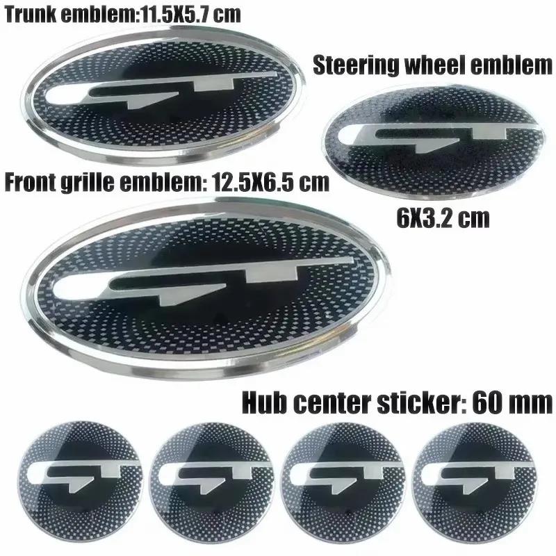 7 Pieces Per Set GT Logo Front Hood Rear Boot Steering Wheel Auto Hub Center Sticker Emblem Badge for KIA Stinger