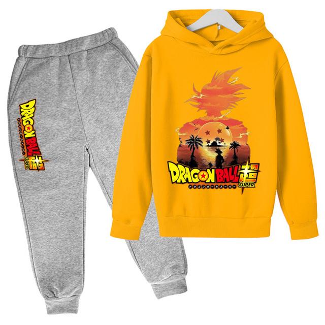 2025 New Anime Dragon Ball Z Hoodie Kids Clothes Boys Baby Girls Clothing Kakarotto Hooded Goku Sweaters Hooded +pants 2pcs