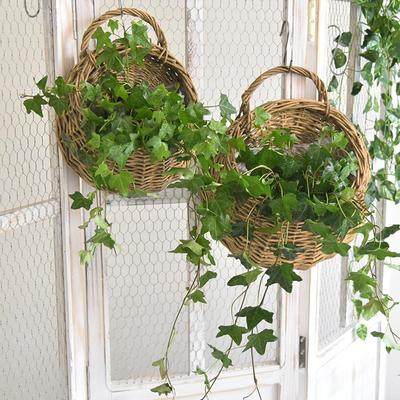 Handgefertigter Rattan-Korb Wandbehang Weidenblumentopf Retro Gewebte Rattan-Vase Körbe Übertopf Für Garten Balkon Dekoration