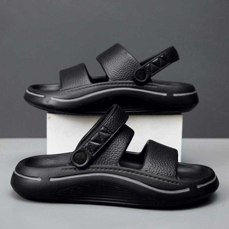 

Мужская обувь 2025 лето новая мужская мода однотонный молодежный стиль уличная двойного назначения удобная мягкая подошва амортизирующая крутые тапочки 40 черный серый