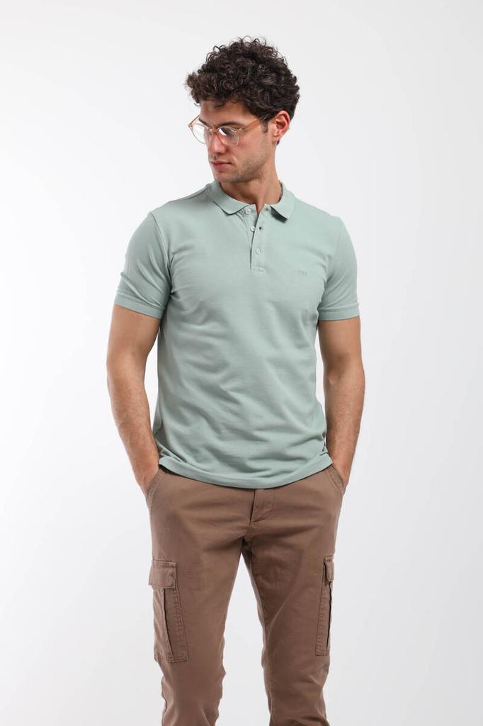 Купить Мужская футболка с воротником поло мятного цвета | Joom