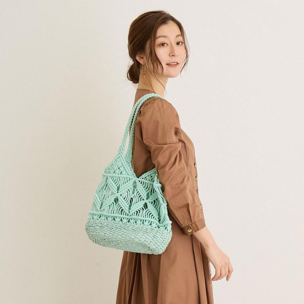 Rootote 1149 Women's Small Shoulder Knit Bag LT Deli Macrame-C (01 Gray)