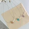 Korean Style Transparent Rice Bead Crystal Necklace with Pearl Embellished Clavicle Chain