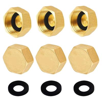 6/8/12 Pieces Sturdy Brass Garden Hose End Caps 3/4Inch Female Thread Convenient for Secure Watering Equipment