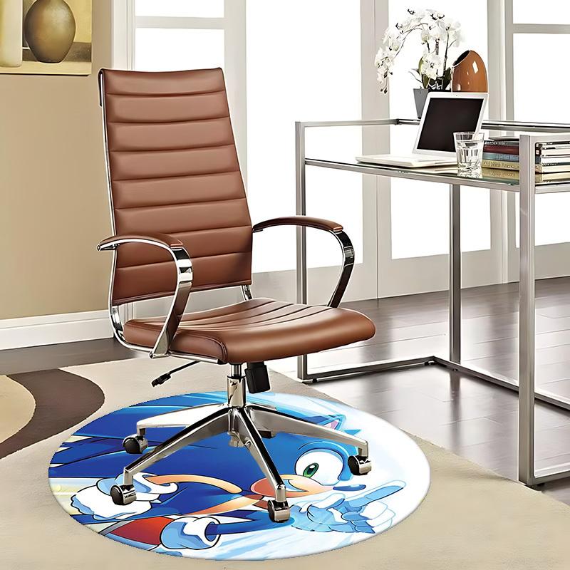 

1pc Sonic the Hedgehog Round Carpet - Anime Design Chair Mat for Office, Home Decor, Living Room, Bedroom, Game Room - Non-Slip Rug - Birthday Gift - 80cm by 80cm