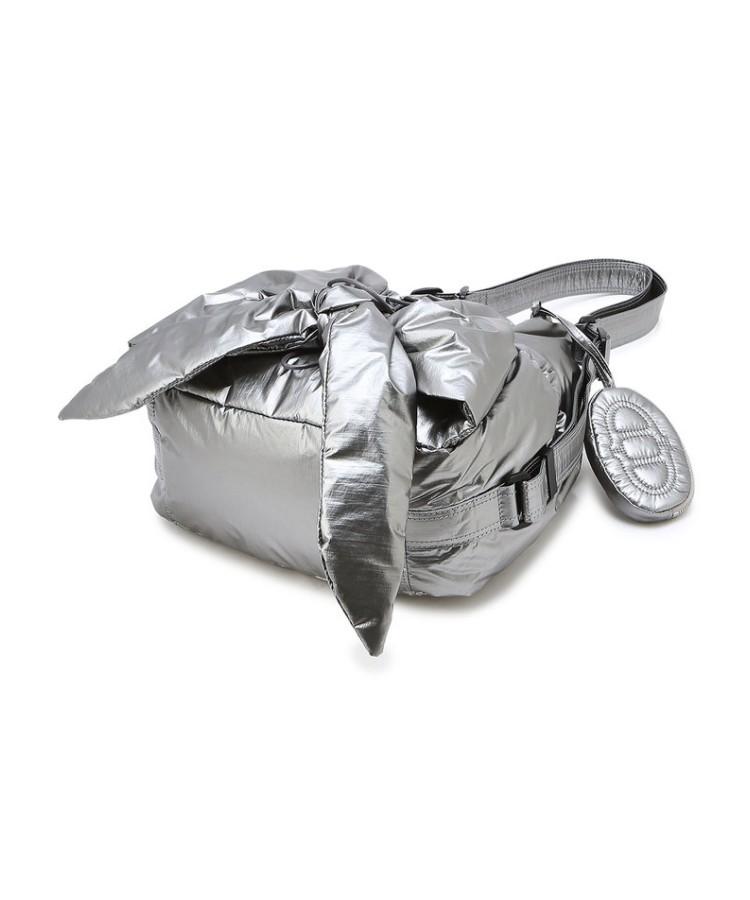 Athe Vanessabruno [Ruban] Glossy Gray Ribbon Backpack And Shoulder Bag S Aaba6F910G2