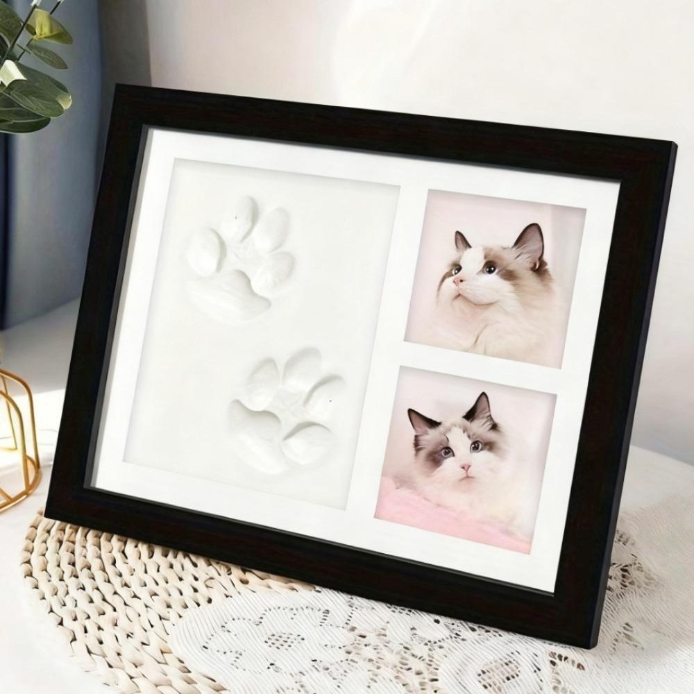 1pcs DIY Pet Paw Print Memorial Set - Clay Mold & Photo Frame, Souvenir Kit for Dogs & Cats, Perfect Pet Memorial Gift