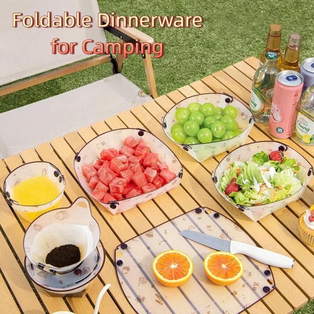 Foldable Bowl Plate Cup Set Lightweight Travel Dishware New Folding Tableware  Outdoor Accessories