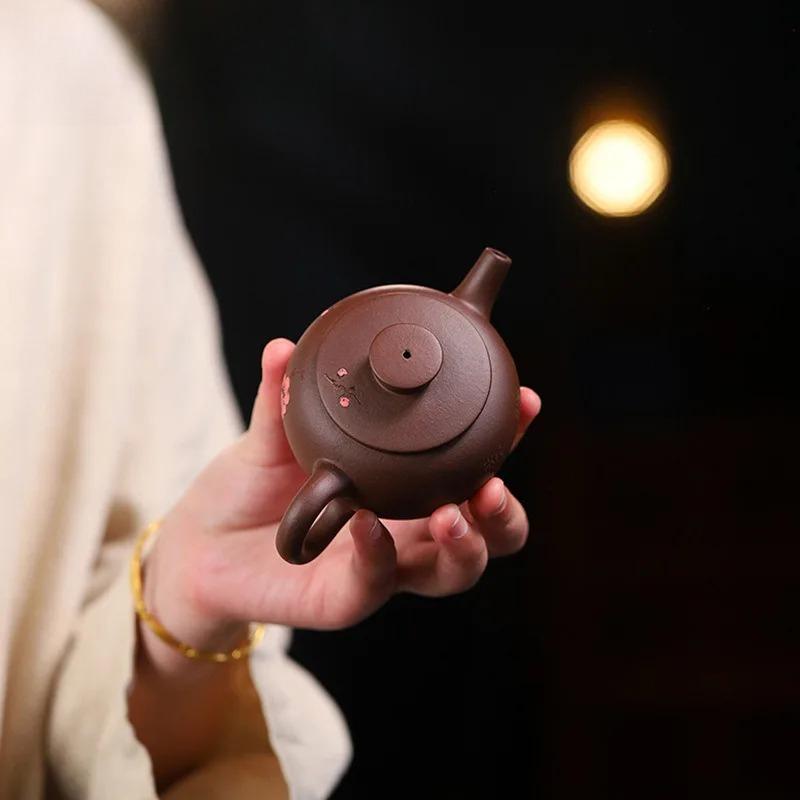 150ml Ancient Yixing Purple Clay Teapots Famous Artists Handmade Small Pot Raw Ore Purple Mud Tea Making Kettle Zisha Tea Set