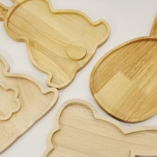 Easter Bunny Serving Tray Rustic Rectangular Platter for Snacks Meals Stackable Wood Dinner Plate for Home Kitchen Party Picnic
